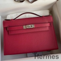 Hermes Kelly Pochette Handgjord väska i Rubin Epsom kalvskinn