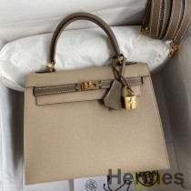 Hermes Kelly Sellier 25 Bicolor Bag i Trench och Taupe Epsom kalvskinn