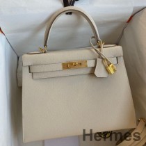 Hermes Kelly Sellier 28 Handgjord väska i Craie Epsom kalvskinn