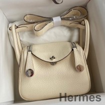 Hermes Mini Lindy Handgjord väska I Nata Clemence Läder