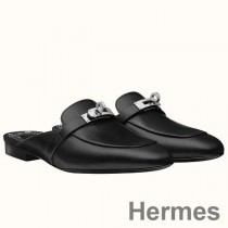 Hermes Oz Mules I Noir Kalvskinn