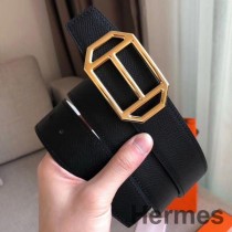 Hermes Pad vändbart bälte i svart/vitt Epsom-läder
