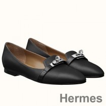 Hermes Pegase Ballerinalägenheter i svart läder