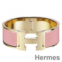 Hermes rosa emalj Clic Clac H PM armband