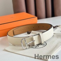 Hermes Romain 35MM-bälte i Craie Clemence-läder