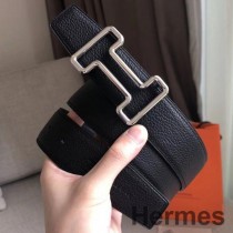 Hermes Tonight 38MM vändbart bälte i svart Clemence-läder