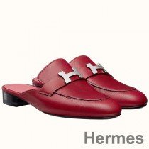 Hermes Trocadero mulor i rött getskinn