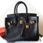 Hermes Birkin 25 Handgjord väska i svart Swift-läder