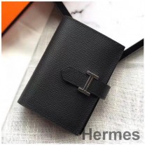 Mini portafoglio Hermes Bearn in pelle Epsom nera