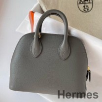 Borsa Hermes Bolide 1923 Mini realizzata a mano in pelle di vitello Gris Meyer Evercolor