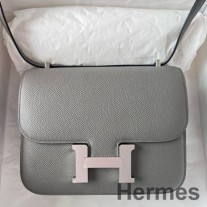 Borsa Hermes Constance 18 realizzata a mano in pelle di vitello Epsom Gris Meyer