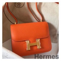 Borsa Hermes Constance 18 fatta a mano in pelle Epsom arancione