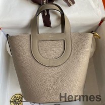 Borsa Hermes In The Loop 18 fatta a mano in pelle Gris Asphalt Clemence
