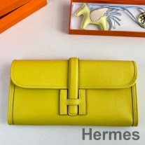 Pochette Hermes Jige Elan 29 in pelle di vitello Lime Swift