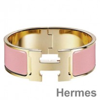 Bracciale Hermes Clic Clac H PM in smalto rosa