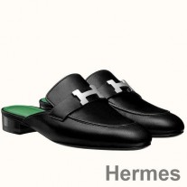Muli Hermes Trocadero in pelle di capra nera