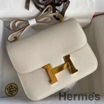 Borsa Hermes Constance 24 realizzata a mano in pelle di vitello Craie Epsom