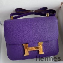 Borsa Hermes Constance 24 realizzata a mano in pelle di vitello Crocus Epsom