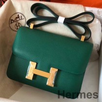 Borsa Hermes Constance 24 realizzata a mano in pelle Epsom color malachite