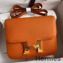 Borsa Hermes Constance 24 fatta a mano in pelle di vitello Epsom arancione