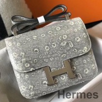 Borsa Hermes Constance da 24 cm in lucertola naturale in rilievo Ombre