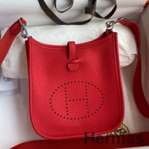 Borsa Hermes Evelyne Mini fatta a mano in pelle Red Clemence