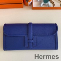 Pochette Hermes Jige Elan 29 in pelle Epsom blu elettrico