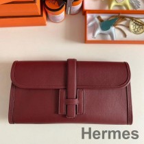 Pochette Hermes Jige Elan 29 in pelle di vitello Swift bordeaux