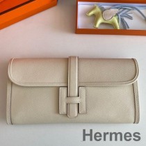 Pochette Hermes Jige Elan 29 in pelle Craie Epsom