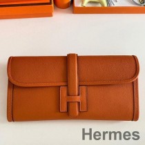 Pochette Hermes Jige Elan 29 in pelle Epsom arancione
