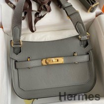 Borsa Hermes Jypsiere Mini fatta a mano in pelle di vitello Swift Gris Meyer