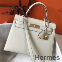 Borsa Hermes Kelly 28 centimetri in pelle Epsom bianca GHW