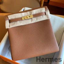 Zaino Hermes Kelly Ado in pelle Clemence dorata