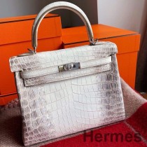 Borsa Hermes Kelly Retourne 25 fatta a mano in pelle di coccodrillo nilotico dell'Himalaya