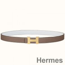 Cintura reversibile Hermes Mini Constance da 24 mm Tortora/Bianco