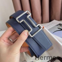 Cintura reversibile Hermes Tonight 38MM in pelle di vitello Epsom blu e oro