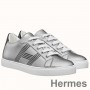 Sneakers Hermes Avantage Da Uomo In Pelle Grigia Metallizzata