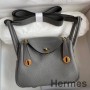 Borsa Hermes Mini Lindy fatta a mano in pelle Gris Meyer Clemence