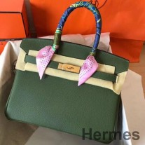 Bolsa Hermes Birkin 30 feita à mão em couro Canopee Clemence