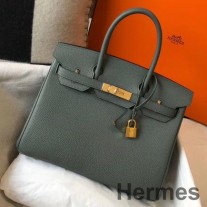 Bolsa Hermes Birkin 30cm Em Couro Vert Amande Clemence GHW