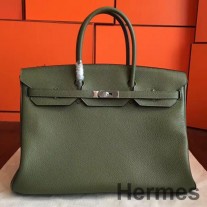 Bolsa Hermes Birkin 40 feita à mão em couro Canopee Clemence