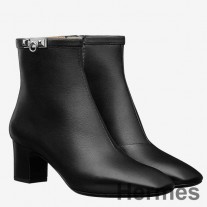 Bota baixa Hermes em couro de bezerro preto