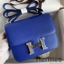 Bolsa Hermes Constance 18 feita à mão em couro azul elétrico Chevre Mysore