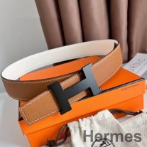 Cinto reversível Hermes Constance 38MM em couro Epsom com fivela preta