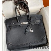 Bolsa Hermes Ghillies Birkin 35cm de edição limitada em couro de bezerro preto