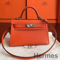 Bolsa Hermes Kelly Mini II feita à mão em couro Epsom laranja