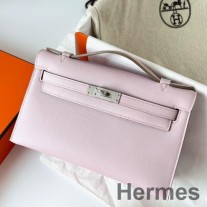 Bolsa Hermes Kelly Pochette feita à mão em couro de bezerro lilás claro e rápido