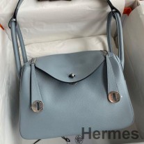 Bolsa Hermes Lindy 26 feita à mão em couro Blue Lin Evercolor
