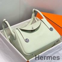 Bolsa Hermes Lindy 30cm em couro Vert Fizz Clemence PHW