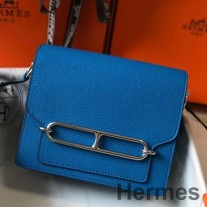 Bolsa Hermes Mini Sac Roulis 18cm em couro de bezerro Hydra Evercolor azul